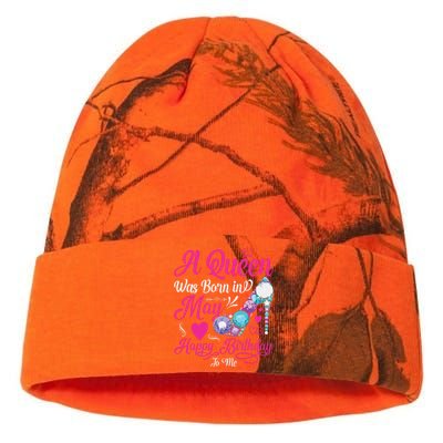 A Queen Was Born In May Happy Birthday To Me Girl Women Kati Licensed 12" Camo Beanie