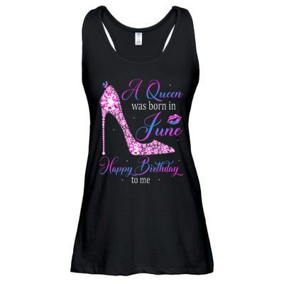 A Queen Was Born In June Happy Birthday To Me High Heel Ladies Essential Flowy Tank