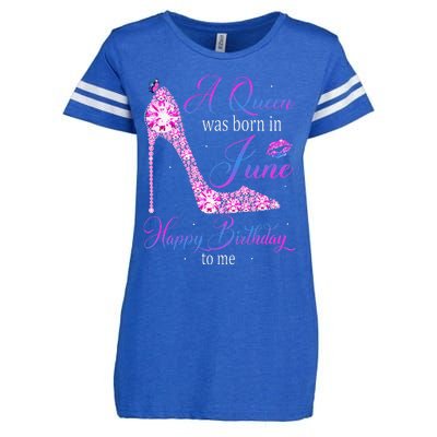 A Queen Was Born In June Happy Birthday To Me High Heel Enza Ladies Jersey Football T-Shirt