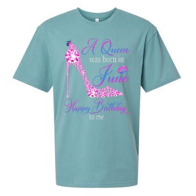 A Queen Was Born In June Happy Birthday To Me High Heel Sueded Cloud Jersey T-Shirt