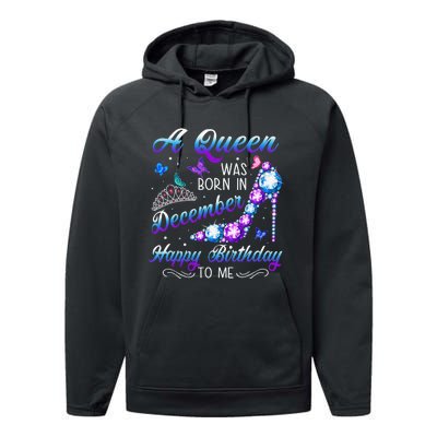 A queen was born in December Birthday Quote December Performance Fleece Hoodie