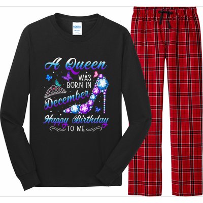 A queen was born in December Birthday Quote December Long Sleeve Pajama Set