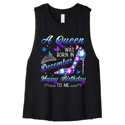 A queen was born in December Birthday Quote December Women's Racerback Cropped Tank