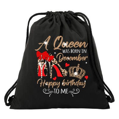 A Queen Was Born in December Birthday To Me Diamond Crown Drawstring Bag