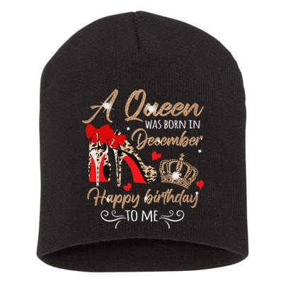 A Queen Was Born in December Birthday To Me Diamond Crown Short Acrylic Beanie