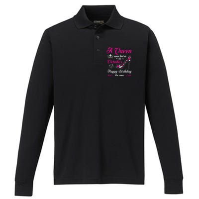 A Queen Was Born In October Birthday Gift For Wo Performance Long Sleeve Polo