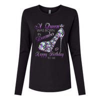 A Queen Was Born In December Diamond Happy Birthday To Me Womens Cotton Relaxed Long Sleeve T-Shirt