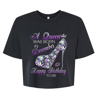 A Queen Was Born In December Diamond Happy Birthday To Me Bella+Canvas Jersey Crop Tee