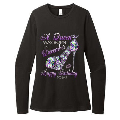 A Queen Was Born In December Diamond Happy Birthday To Me Womens CVC Long Sleeve Shirt