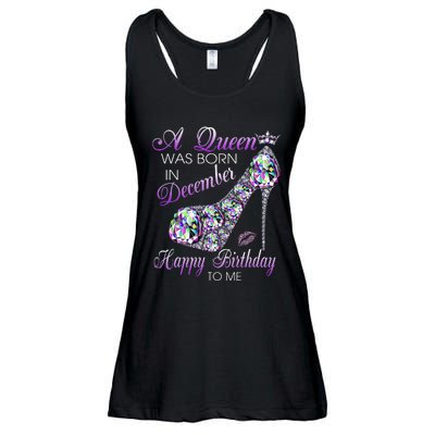 A Queen Was Born In December Diamond Happy Birthday To Me Ladies Essential Flowy Tank