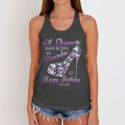 A Queen Was Born In December Diamond Happy Birthday To Me Women's Knotted Racerback Tank