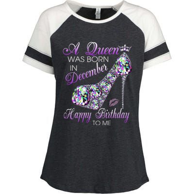 A Queen Was Born In December Diamond Happy Birthday To Me Enza Ladies Jersey Colorblock Tee