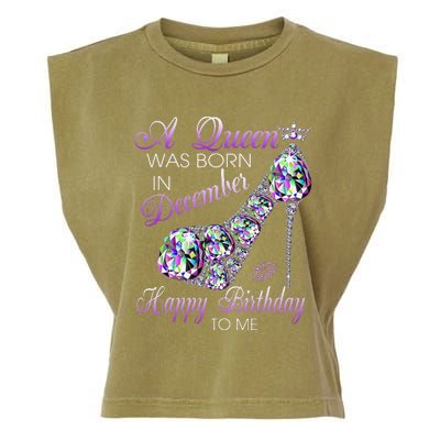 A Queen Was Born In December Diamond Happy Birthday To Me Garment-Dyed Women's Muscle Tee