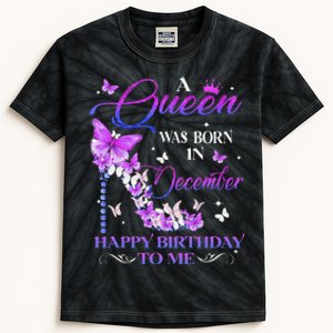 A Queen Was Born In December Happy Birthday To Me High Heel Kids Tie-Dye T-Shirt