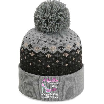 A Queen Was Born In May Cute Funny Happy Birthday Funny Gift The Baniff Cuffed Pom Beanie