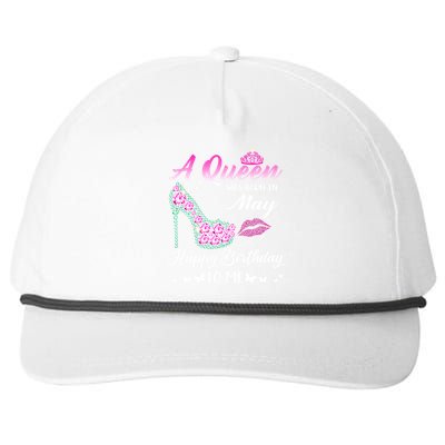 A Queen Was Born In May Cute Funny Happy Birthday Funny Gift Snapback Five-Panel Rope Hat