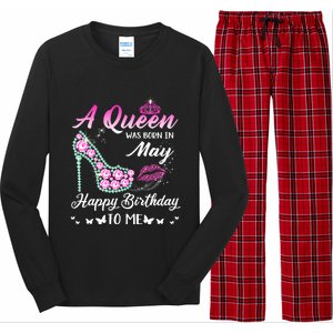 A Queen Was Born In May Cute Funny Happy Birthday Funny Gift Long Sleeve Pajama Set