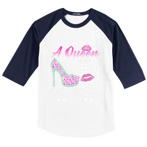 A Queen Was Born In May Cute Funny Happy Birthday Funny Gift Baseball Sleeve Shirt