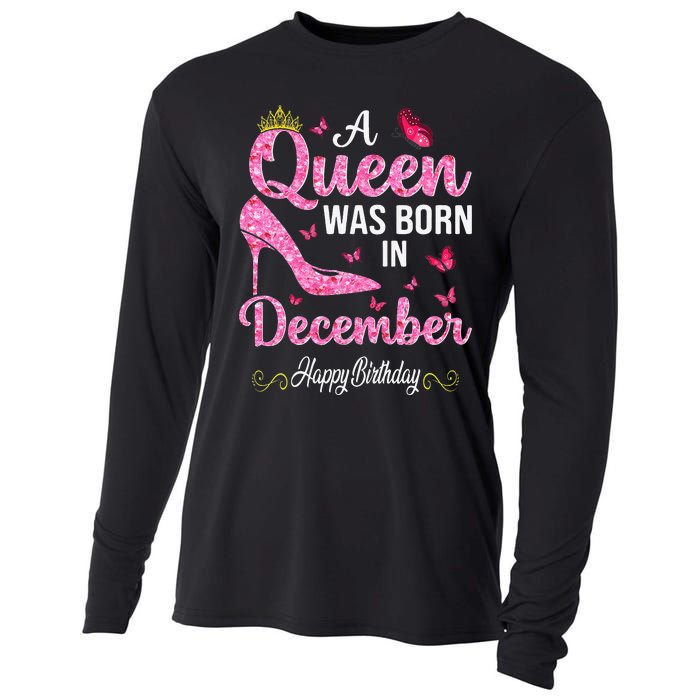 A Queen Was Born In December Happy Birthday Wo Cooling Performance Long Sleeve Crew