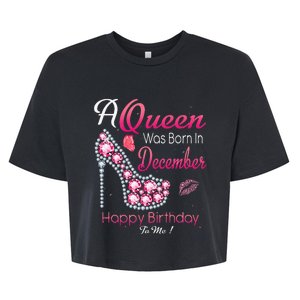 A Queen Was Born In December High Heel Birthday Gift Bella+Canvas Jersey Crop Tee