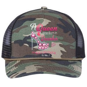 A Queen Was Born In December High Heel Birthday Gift Retro Rope Trucker Hat Cap