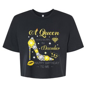 A Queen Was Born In December-Glitter Diamond--Shoes-Birthday Bella+Canvas Jersey Crop Tee