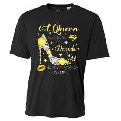 A Queen Was Born In December-Glitter Diamond--Shoes-Birthday Cooling Performance Crew T-Shirt