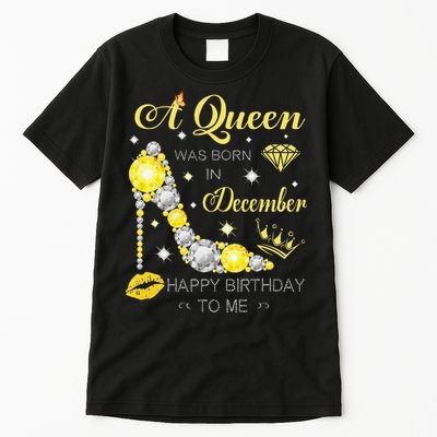 A Queen Was Born In December-Glitter Diamond--Shoes-Birthday Tall T-Shirt