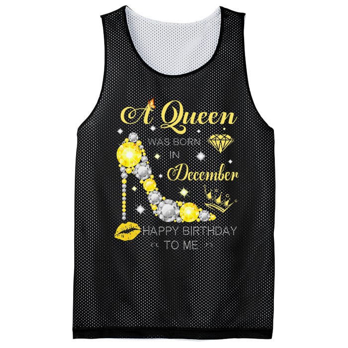 A Queen Was Born In December-Glitter Diamond--Shoes-Birthday Mesh Reversible Basketball Jersey Tank