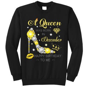 A Queen Was Born In December-Glitter Diamond--Shoes-Birthday Tall Sweatshirt