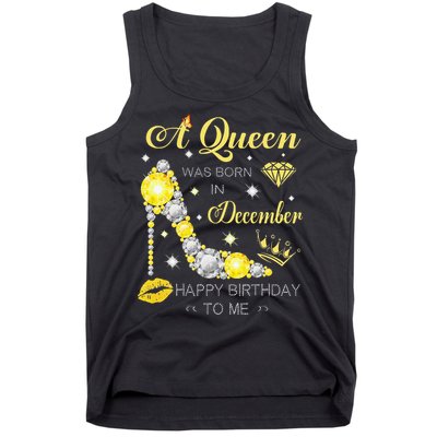 A Queen Was Born In December-Glitter Diamond--Shoes-Birthday Tank Top