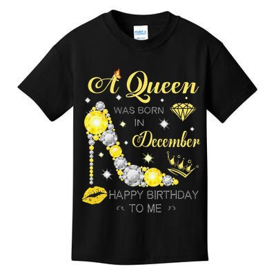 A Queen Was Born In December-Glitter Diamond--Shoes-Birthday Kids T-Shirt