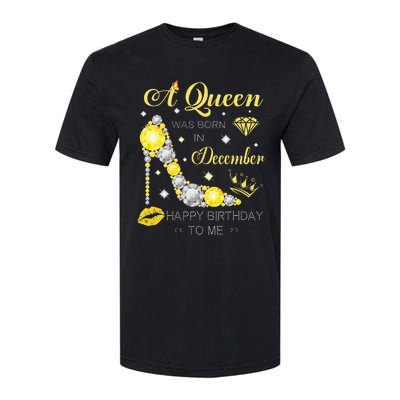 A Queen Was Born In December-Glitter Diamond--Shoes-Birthday Softstyle® CVC T-Shirt