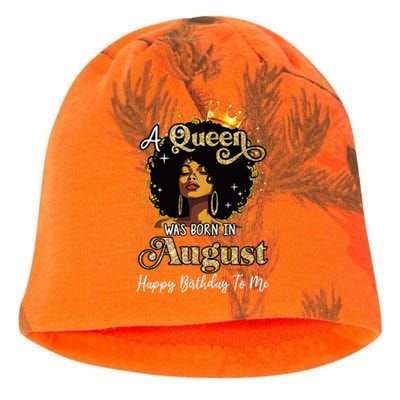 A Queen Was Born In August Black Birthday Afro Woman Kati - Camo Knit Beanie