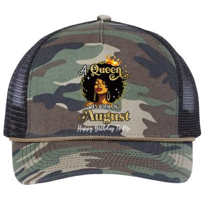 A Queen Was Born In August Black Birthday Afro Woman Retro Rope Trucker Hat Cap