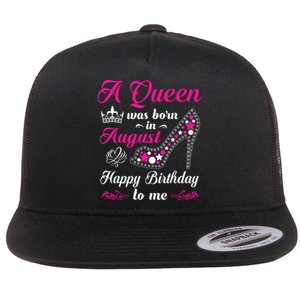 A Queen Was Born In August Birthday Shirts For Women Flat Bill Trucker Hat