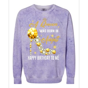 A Queen Was Born In August Happy Birthday To Me Diamond Gift Colorblast Crewneck Sweatshirt