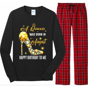 A Queen Was Born In August Happy Birthday To Me Diamond Gift Long Sleeve Pajama Set