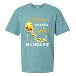 A Queen Was Born In August Happy Birthday To Me Diamond Gift Sueded Cloud Jersey T-Shirt