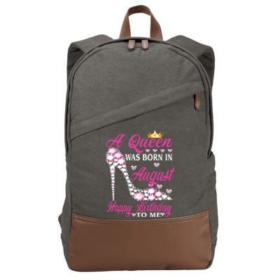 A Queen Was Born In August Happy Birthday To Me High Heel Cotton Canvas Backpack