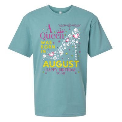 A Queen Was Born In August Happy Birthday To Me Sueded Cloud Jersey T-Shirt