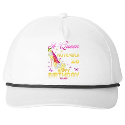 A Queen Was Born In November 26th Happy Birthday To Me 26 Snapback Five-Panel Rope Hat