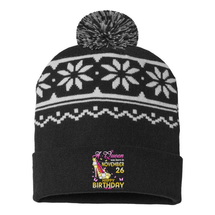 A Queen Was Born In November 26th Happy Birthday To Me 26 USA-Made Snowflake Beanie