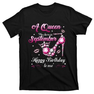 A Queen Was Born In September Happy Birthday To Me Diamond T-Shirt