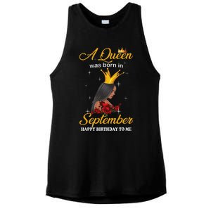 A Queen was Born In September Happy Birthday To Me Ladies PosiCharge Tri-Blend Wicking Tank