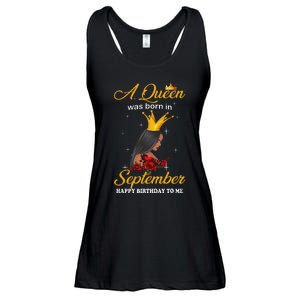 A Queen was Born In September Happy Birthday To Me Ladies Essential Flowy Tank