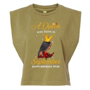 A Queen was Born In September Happy Birthday To Me Garment-Dyed Women's Muscle Tee