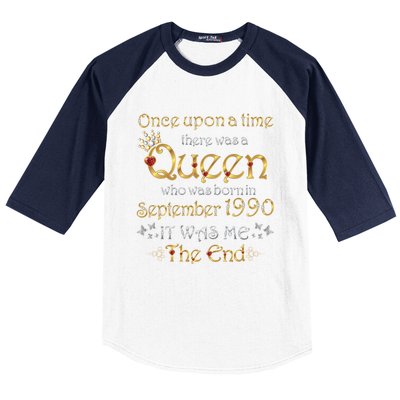 A Queen Was Born In September 1990 Cute Gift Baseball Sleeve Shirt