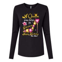 A Queen Was Born In February Happy Birthday To Me Womens Cotton Relaxed Long Sleeve T-Shirt