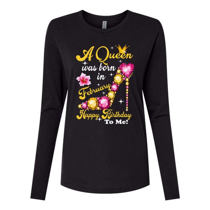 A Queen Was Born In February Happy Birthday To Me Womens Cotton Relaxed Long Sleeve T-Shirt